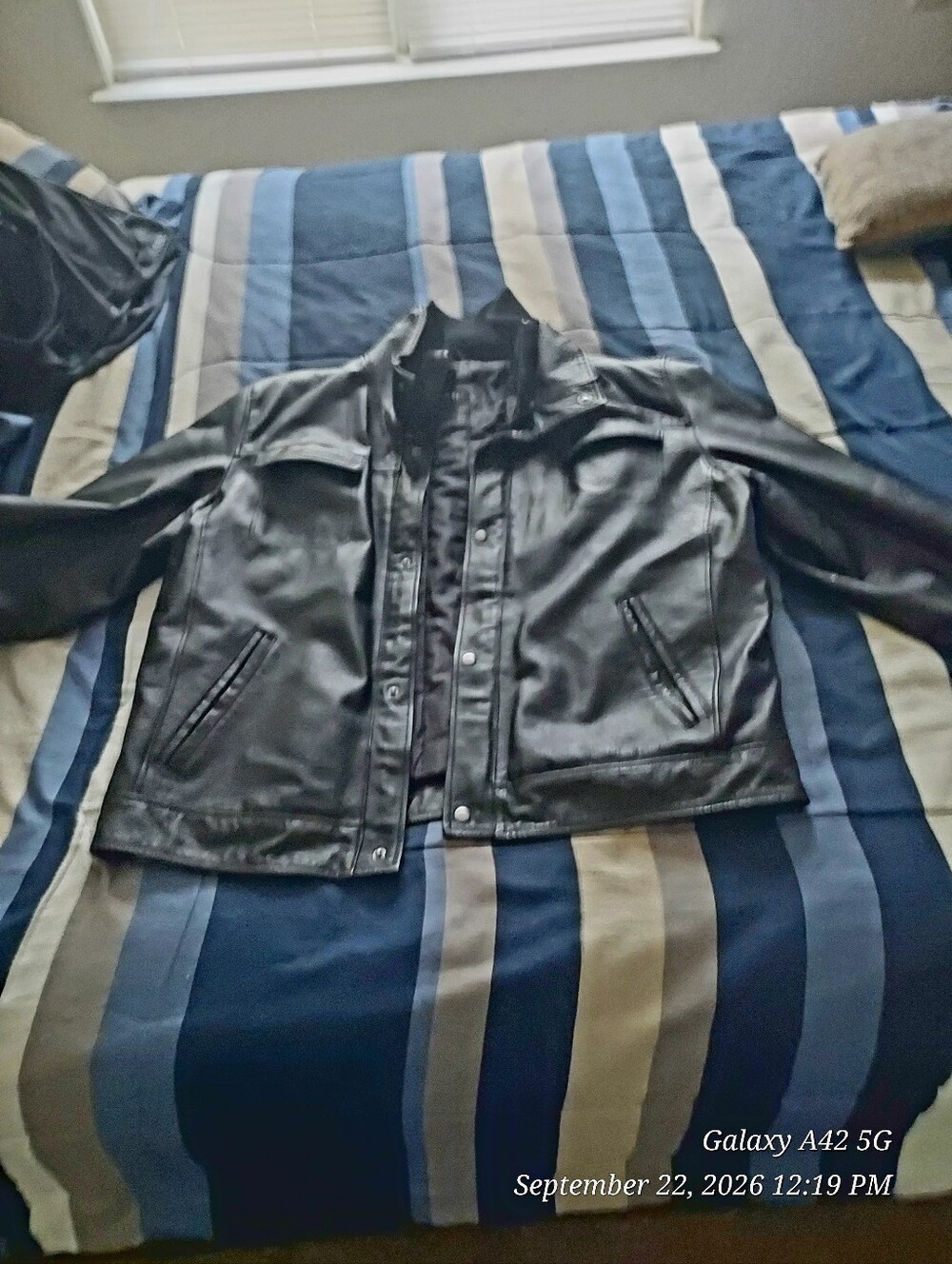 Black Leather Button-Front Men's Jacket